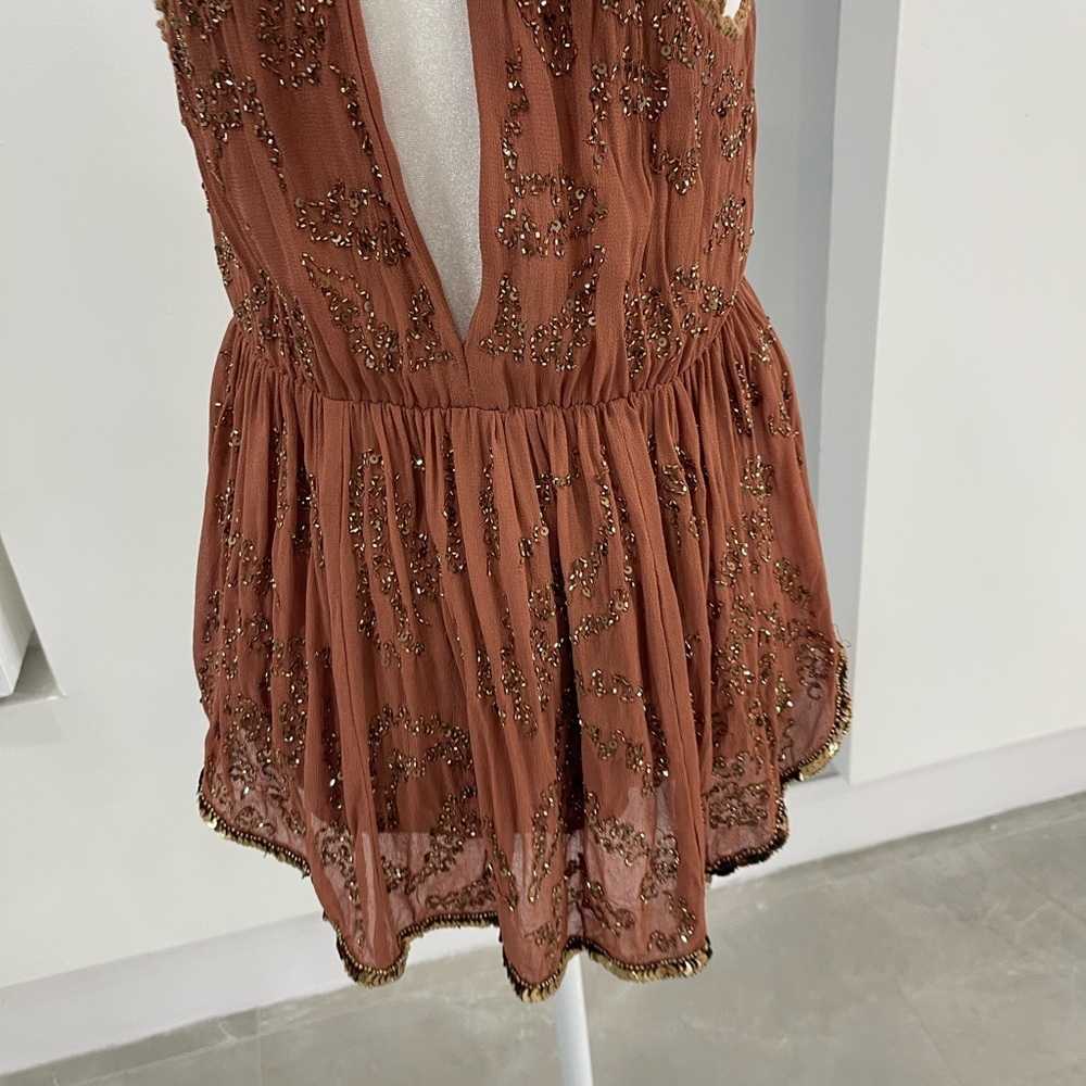 Free People Rust Embellished Halter Blouse - Picture 7 of 13